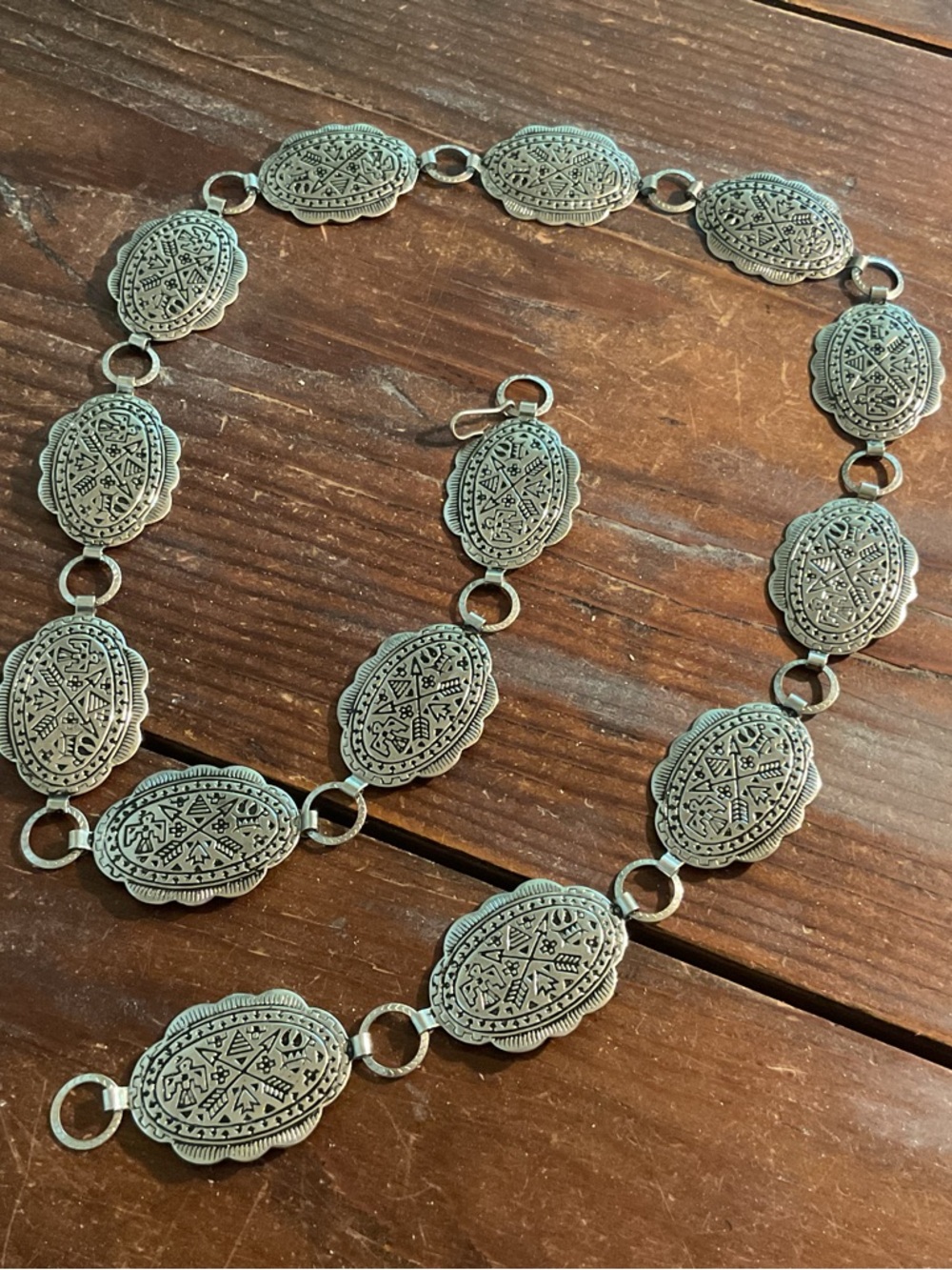 Silver metal concho western belt